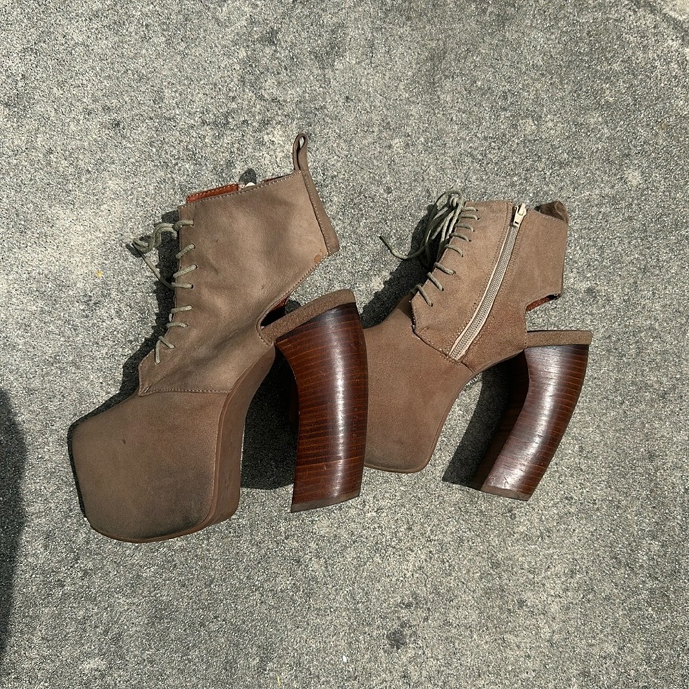 Jeffrey Campbell Lana Light Tan Platform Booties